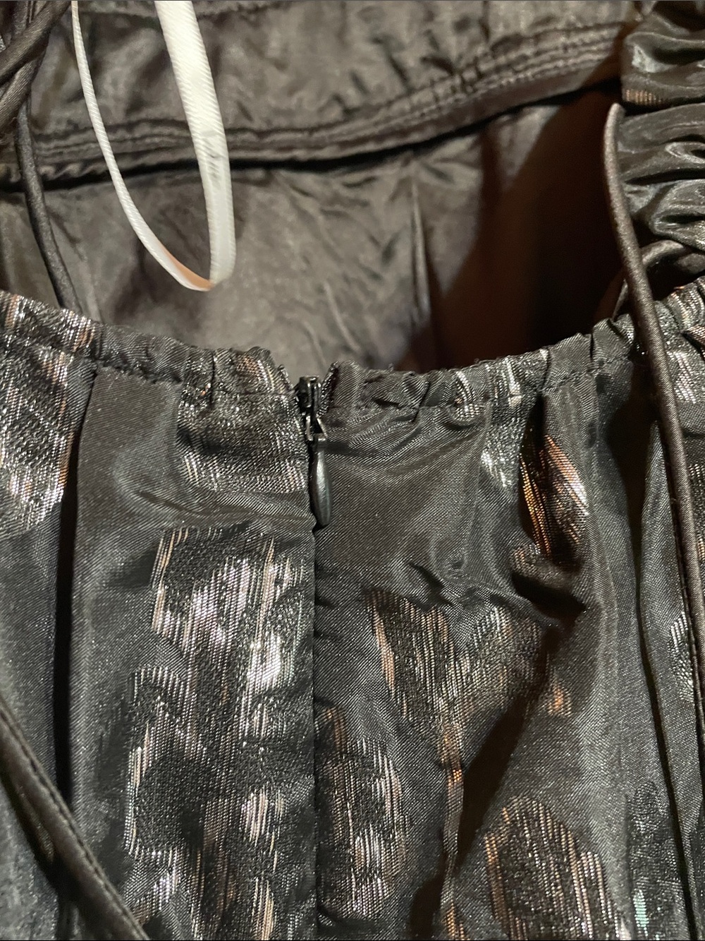 Women’s Black Metallic Floral Strapless Party Dress - Picture 5 of 8